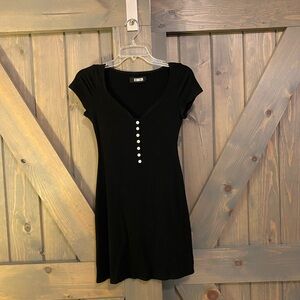 Reformation Ribbed Stretch Knit Button Front Mini Dress